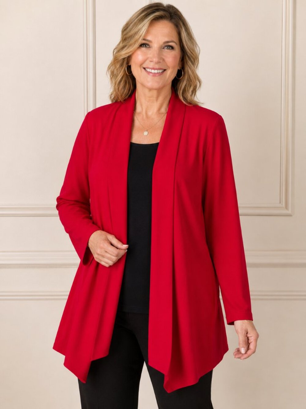 NWT $159 Calvin Klein Red Draped Collar Open-Front Suit Jacket 2X